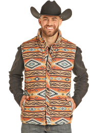 Rock & Roll Men's Reversible Aztec Printed Jacquard Vest - BM98C04310