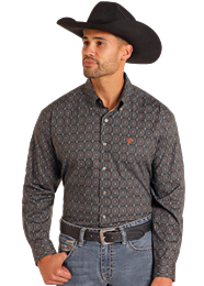 Rock & Roll Men's Geometrical Print Button Down BMB2S04722