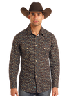 Rock and Roll Longhorn Printed Long Sleeve Snap Shirt - Turquoise - BMN2S05473