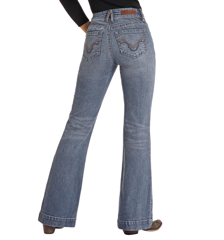 Rock & Roll Ladies High Rise Signature Embroidered Trousers - BW5HD05333