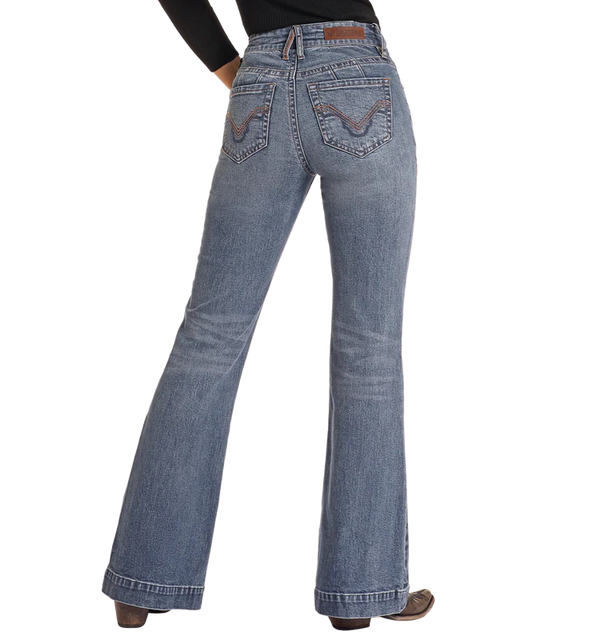 Rock & Roll Ladies High Rise Signature Embroidered Trousers - BW5HD05333