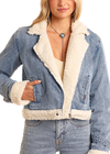 Rock and Roll Ladies Sherpa Jacket - Light Wash - BW92D05346