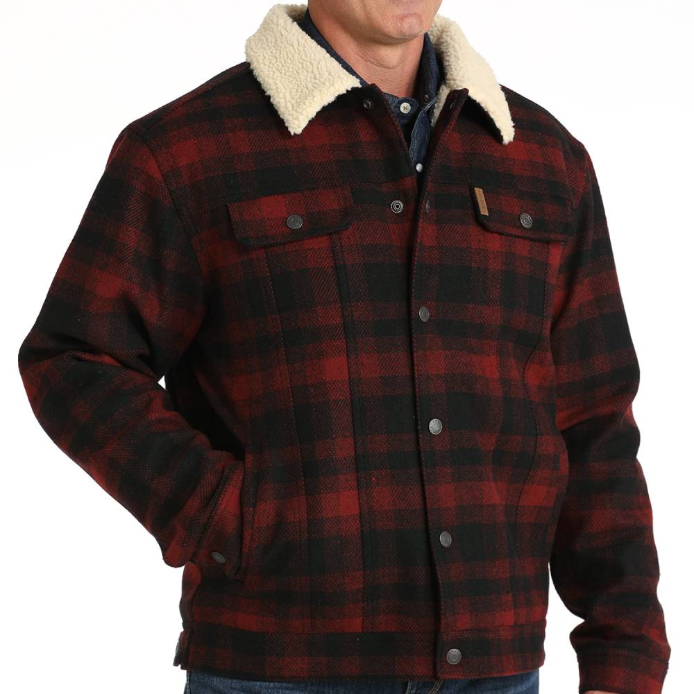 Cinch Men's Wooly Plaid Trucker Jacket - Red - MWJ1511009