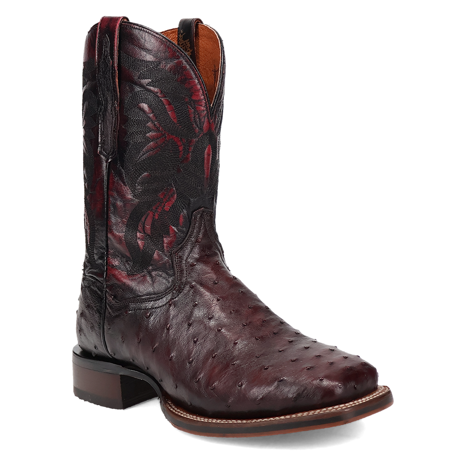 Dan Post Mens Alamosa Full Quill Ostrich Black Cherry Boot-DP5012