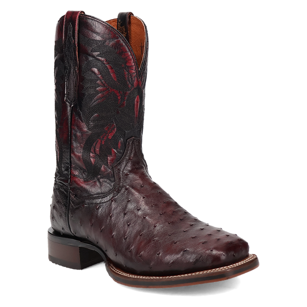 Dan Post Mens Alamosa Full Quill Ostrich Black Cherry Boot-DP5012