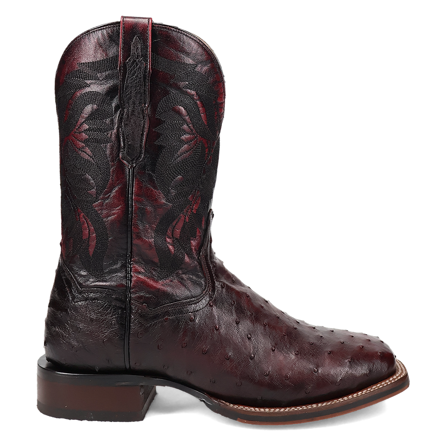 Dan Post Mens Alamosa Full Quill Ostrich Black Cherry Boot-DP5012