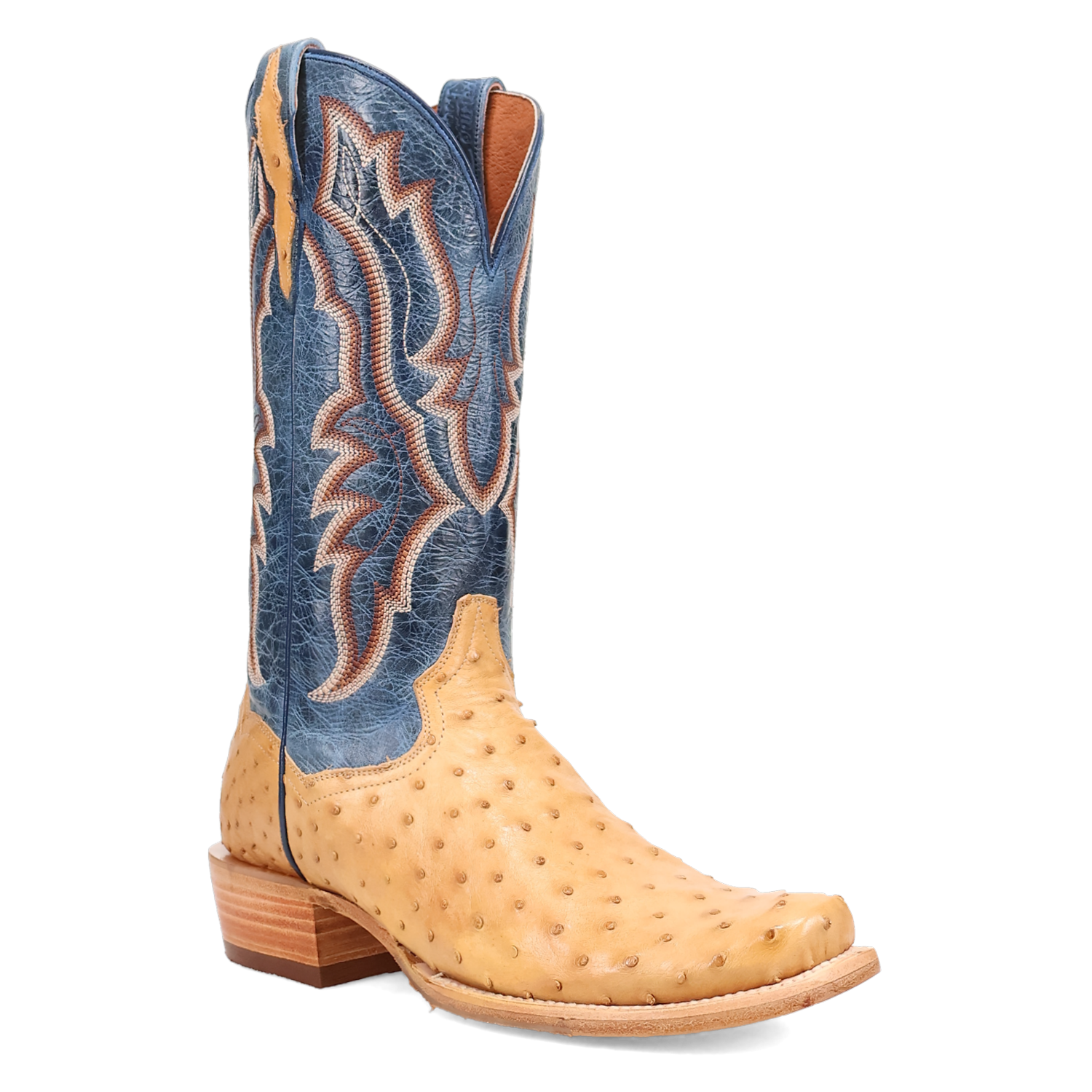 Dan Post Mens Tan and Blue Brady Full Quill Ostrich Boot-DP5191