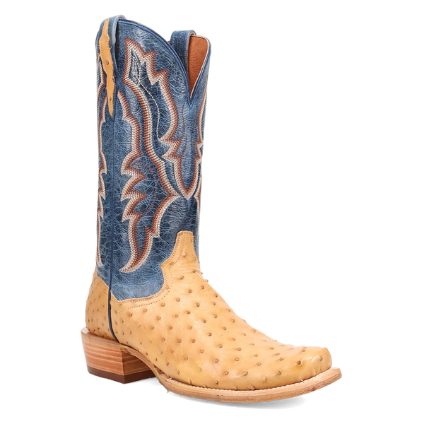 Dan Post Mens Tan and Blue Brady Full Quill Ostrich Boot-DP5191