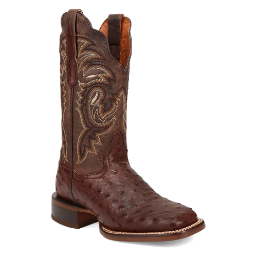 Women's Dan Post 12" Kylo Chocolate Square Toe Full Quill Ostrich Boot - DP5250