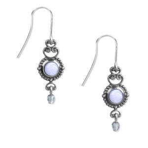 Silver Forest Earrings Silver Blue Agate Filigree - E-6022C