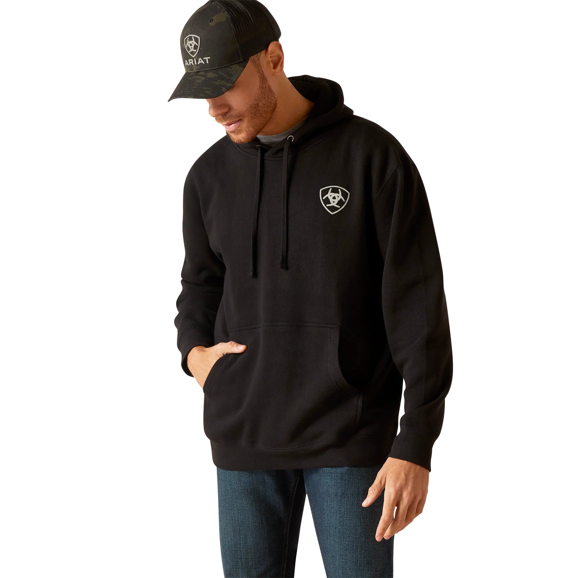 Ariat Men's Zuni Flag Black Hooded Sweatshirt 10046397