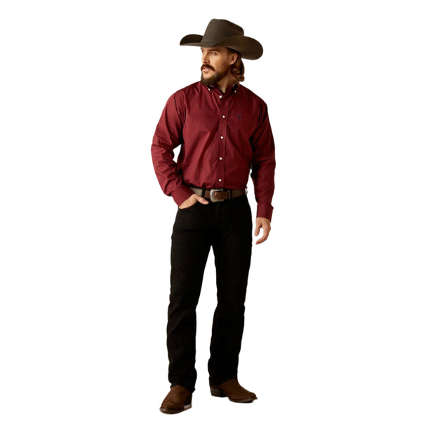 Ariat Men's Issac Long Sleeve Shirt - Dark Red - 10054047