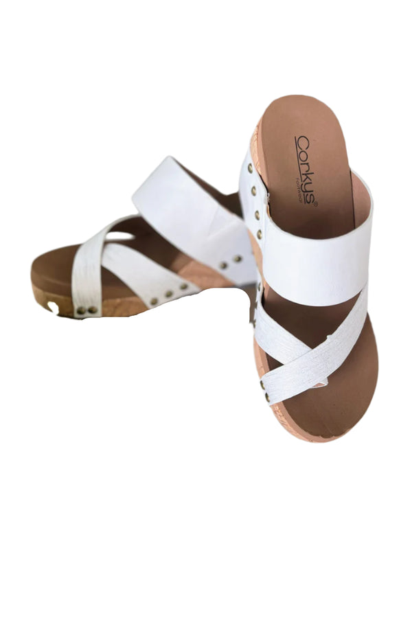 Corky's Bashful White Women's Wedge Sandals - 41-0606-WHTE-Q