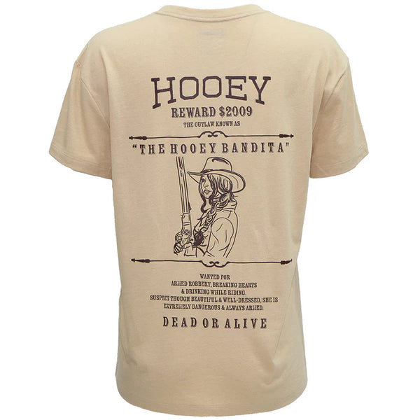 "Hooey Bandita" Tan w/Brown Out Logo T-shirt - HT1778TN