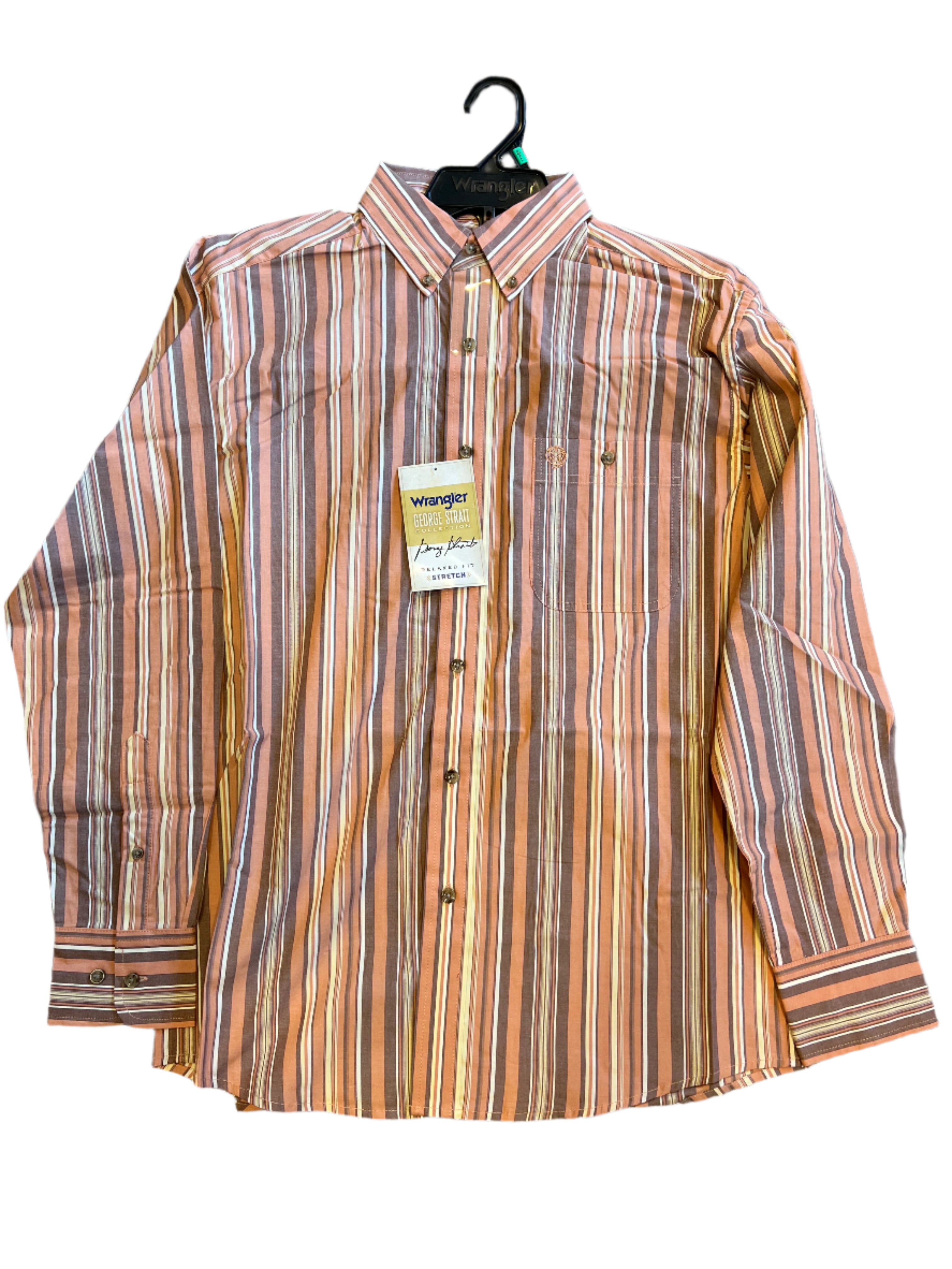 Wrangler Men's George Strait Orange Pinstripe Shirt-112359952