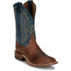 Justin Men's Poston Amber Brown Royal Navy Cowhide Boots BR388