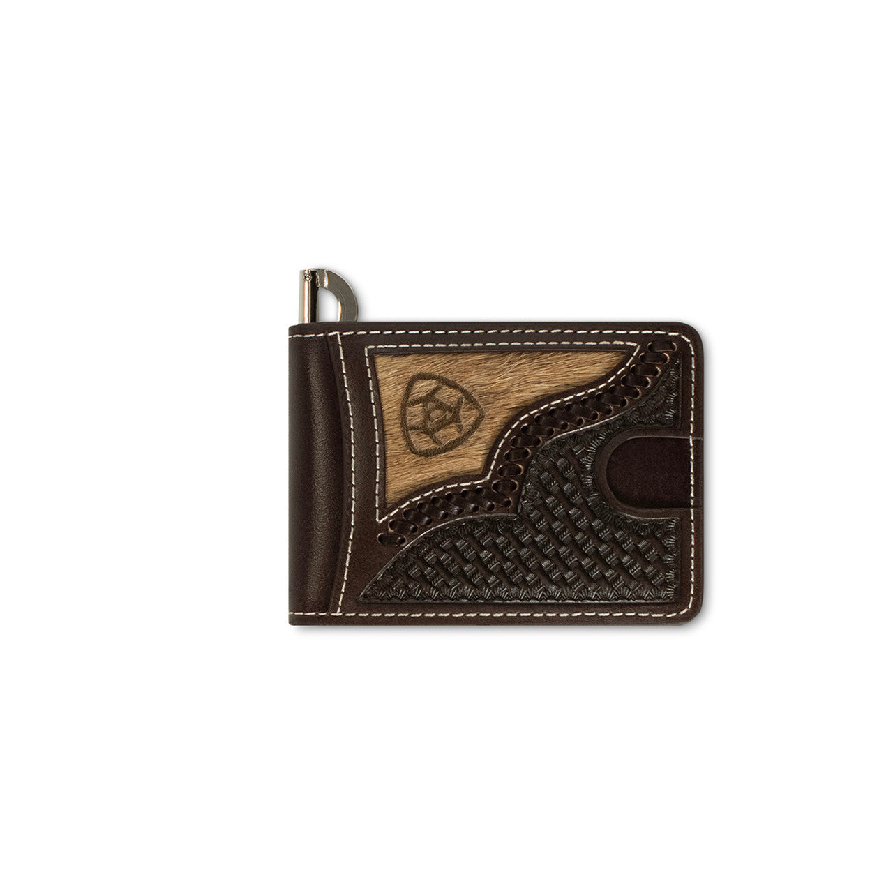 Ariat Mens Brindle Calf Hair Chocolate Money Clip Wallet - A3562847