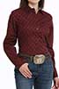 Cinch Ladies Long Sleeve Button-Down - Burgundy - MSW9164232