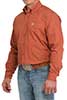 Cinch Men's Long Horn Print Long Sleeve Button Down Shirt- Orange - MTW1105847