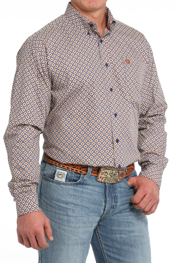 Cinch Men's Print Long Sleeve Button Down - Purple - MTW1105849