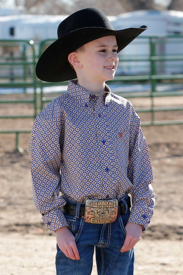 Cinch Boys Long Sleeve Button Down Shirt - Purple - MTW7060364