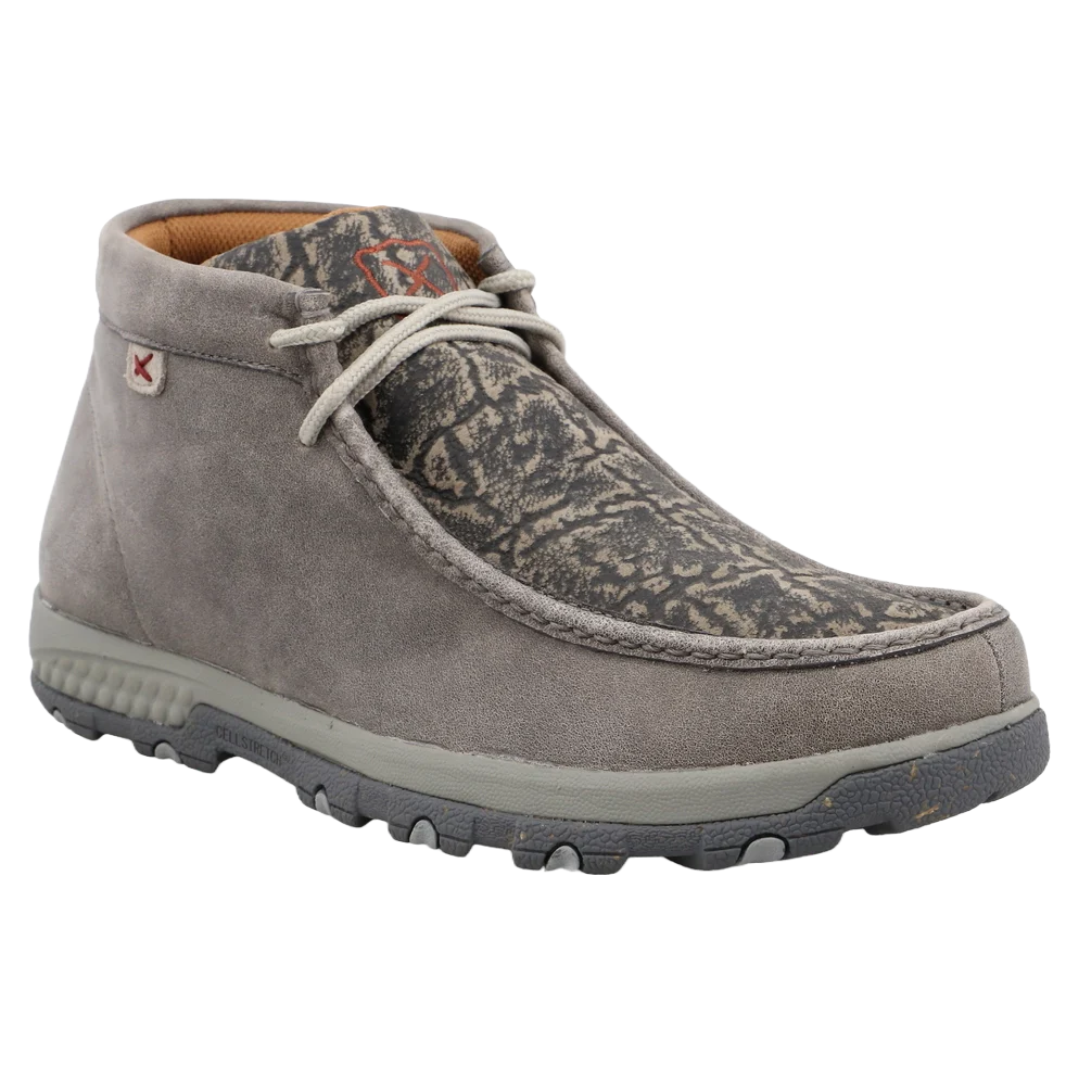 Twisted X Men's Chukka Driving Moc with Grey Elephant Print MXC0017