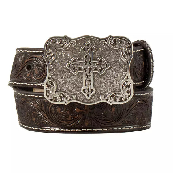 Nocona Youth Western Embossed Belt w/Cross Buckle - N4443102