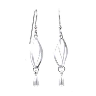 Silver Forest Earrings Silver Open Elongated Tear Drop - NE-1624