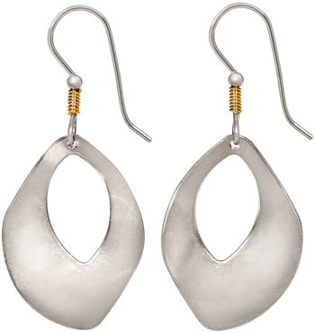 Silver Forest Earrings Silver Hammered Organic Shape - NE-1680A