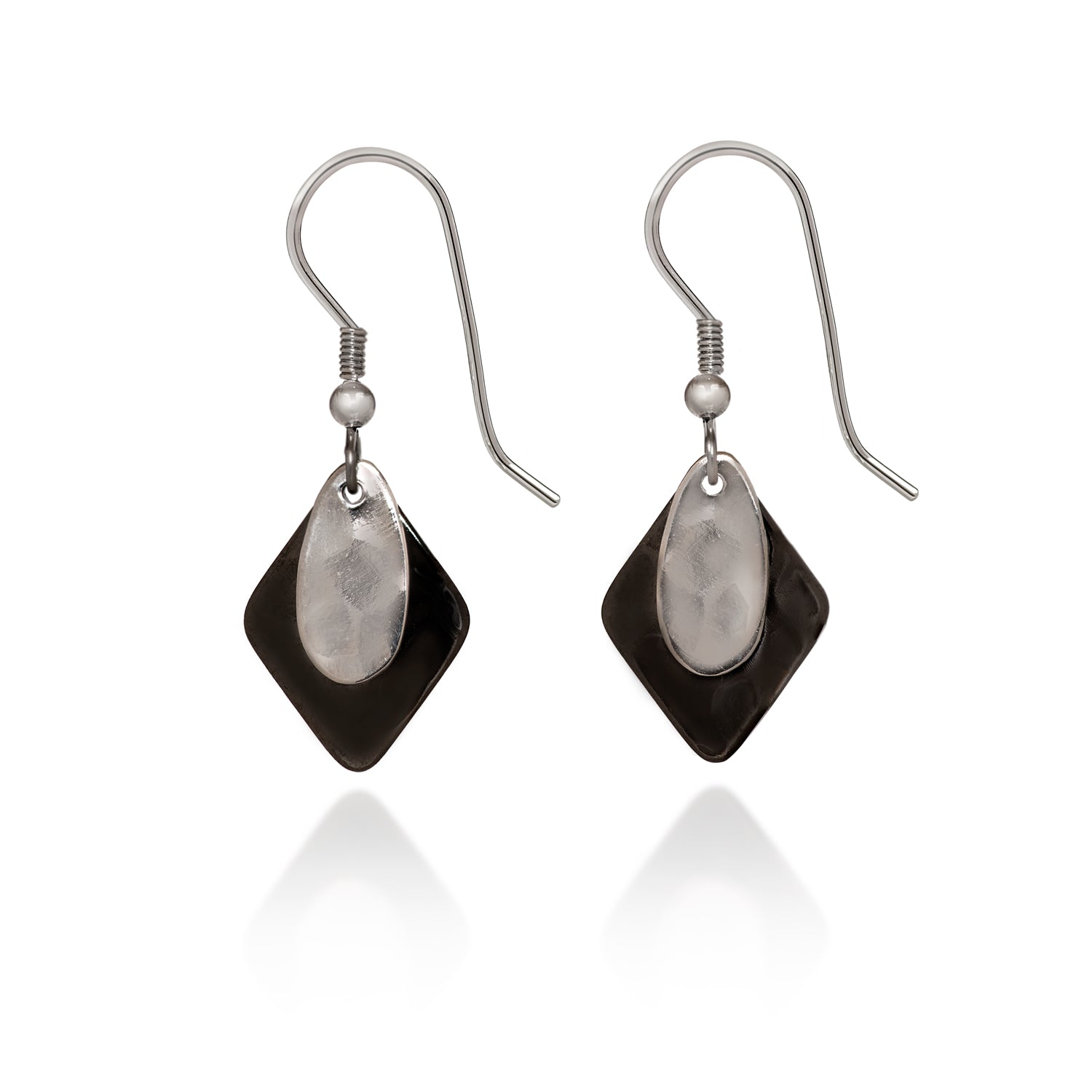 Silver Forest Black and Silver Earrings NE-2227