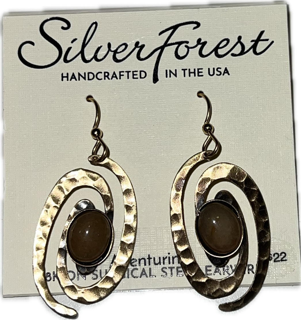 Silver Forest Gold and Aventurine Earrings NE-2232