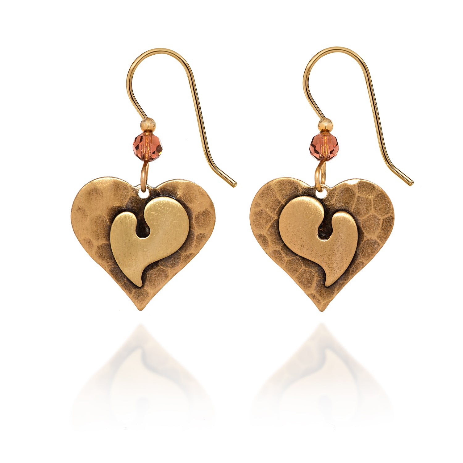 Silver Forest Gold Heart Earrings NE-2235