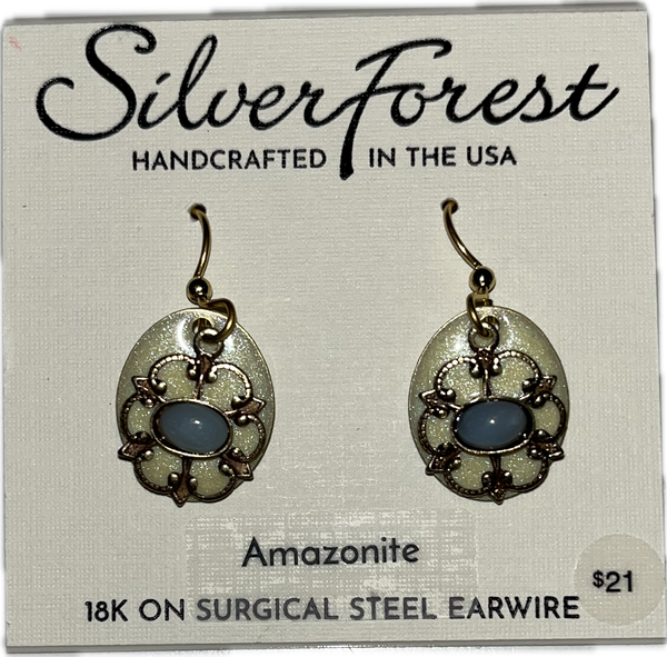 Silver Forest Amazonite and Silver Earrings NE-2237