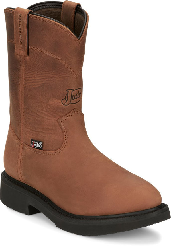 Justin Men's Round Up Aged Bark Brown Cowhide Waterproof Boots OW6604