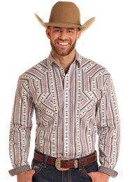 Panhandle Men's Long Sleeve Button Down Snap Shirt - Multi Print - RMN2S05101