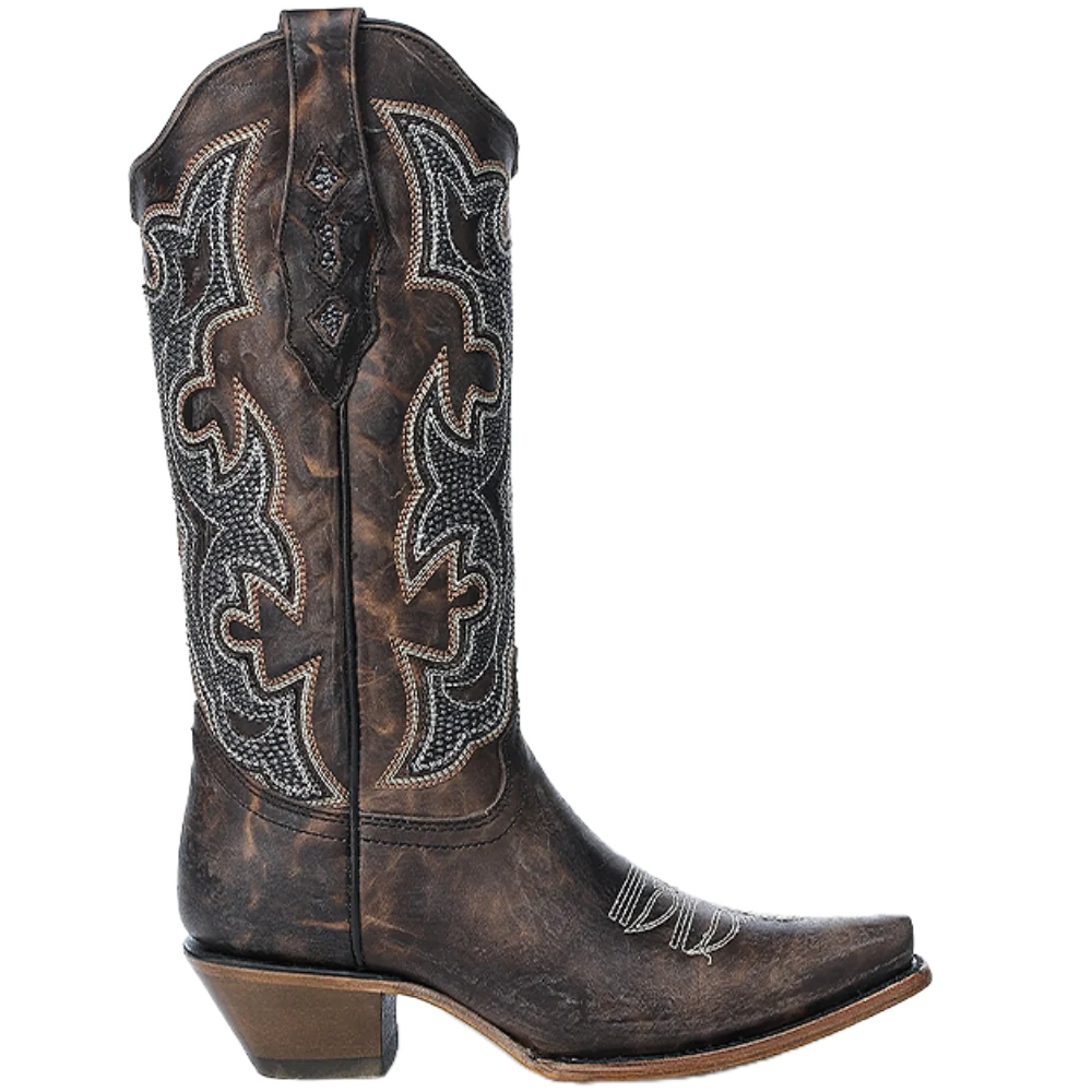 Corral Ladies Embroidery & Overlay Brown Western Boots Z5289