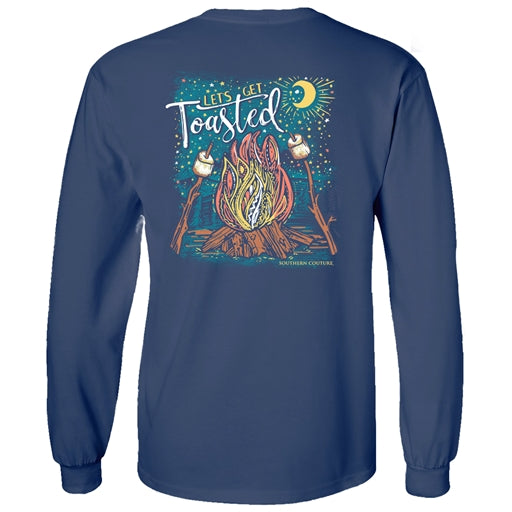 Southern Couture Let's Get Toasted Long Sleeve Graphic Tee - China Blue - SC1341CBLS