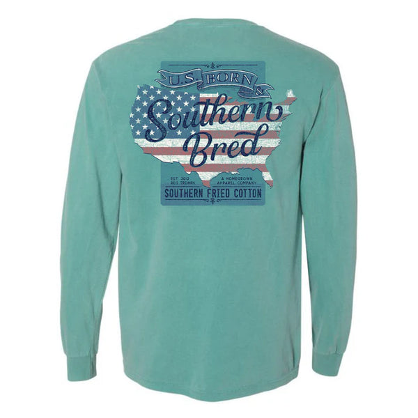 Southern Fried Cotton US Born Long Sleeve - Seafoam - SFM32050