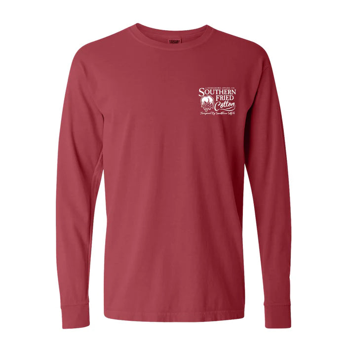 Southern Fried Cotton Tucker Long Sleeve - Crimson - SFM32088