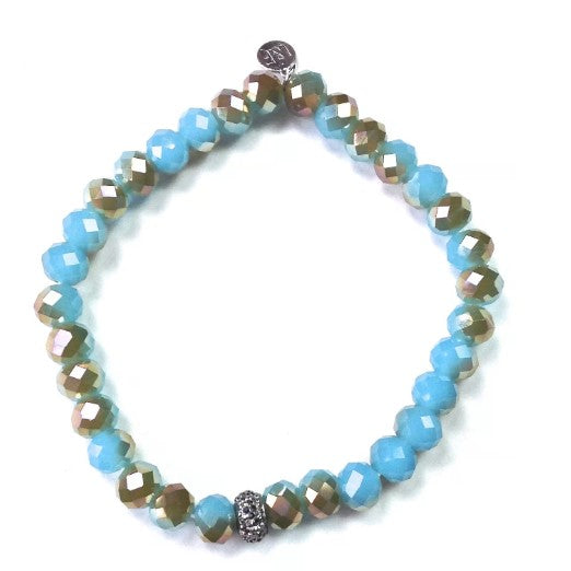 Lost and Found Trading Co. 8MM Faceted Glass Stetch Braclet - Aqua - 8XB10