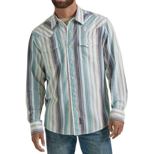 Wrangler Men's Long Sleeve Retro Pin Stripe Snap 112346626