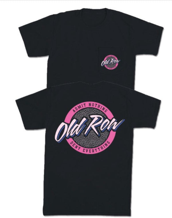 Old Row Circle Logo Black and Pink Pocket Tee-WROW2870