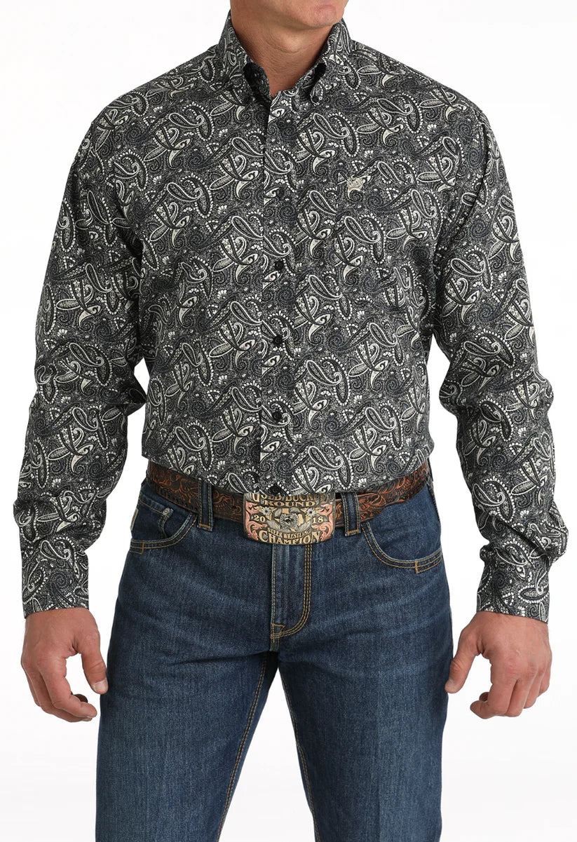 Cinch Men's Black Paisley Button Long Sleeve Western Shirt MTW1105791