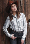 Cruel Girl Denim Stripe Bucking Horse Shirt-CTW7466005