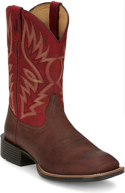 Justin Mens Zeke Brown Red Goat Cowboy Boot-UN7131