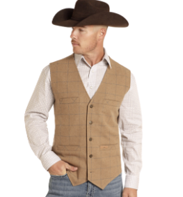 Powder River Outfitters Men's Plaid Wool Vest DM98C04062