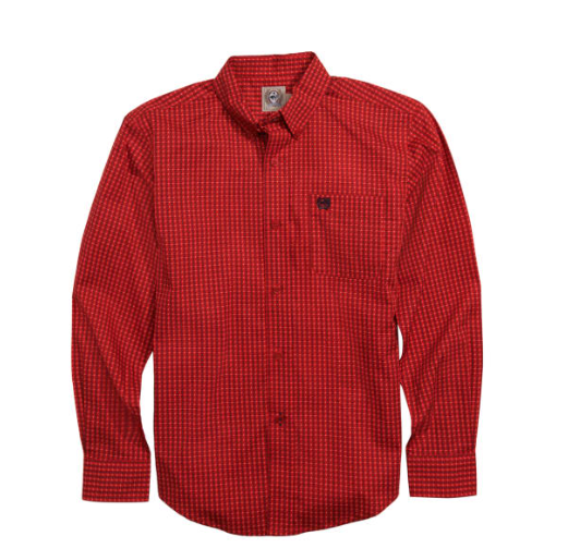 Cinch Boys Long Sleeve Red & Black Printed Shirt MTW7060353