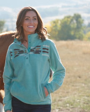 Cinch Ladies Turquoise Snap Pullover-MAK9909002