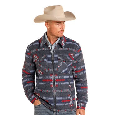 Rock & Roll Men's Aztec Full Zip Shirt Jacket-BM92C04324