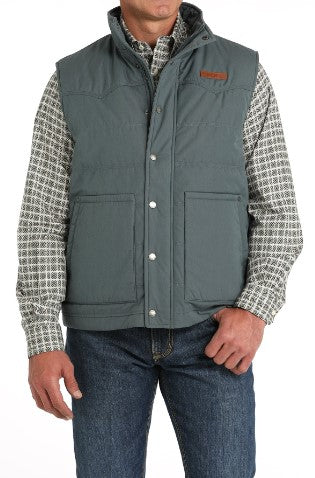 Cinch Mens Wax Coated Blue Quilted Vest-MWV1902003